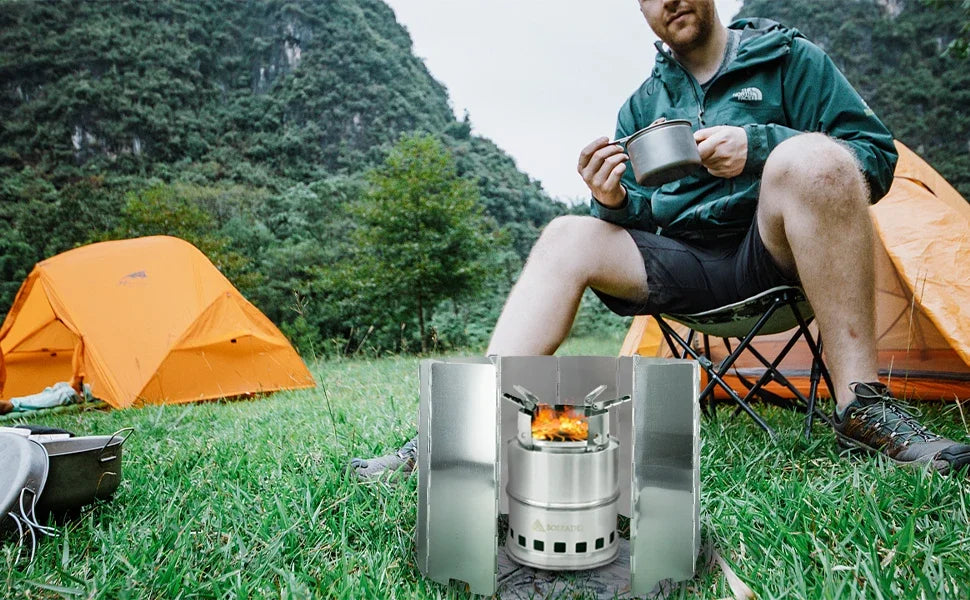 9/10/12 Plates Stove Windscreen, Aluminum Stove Windshield with Drawstring Bag, for Camping, Butane Stoves