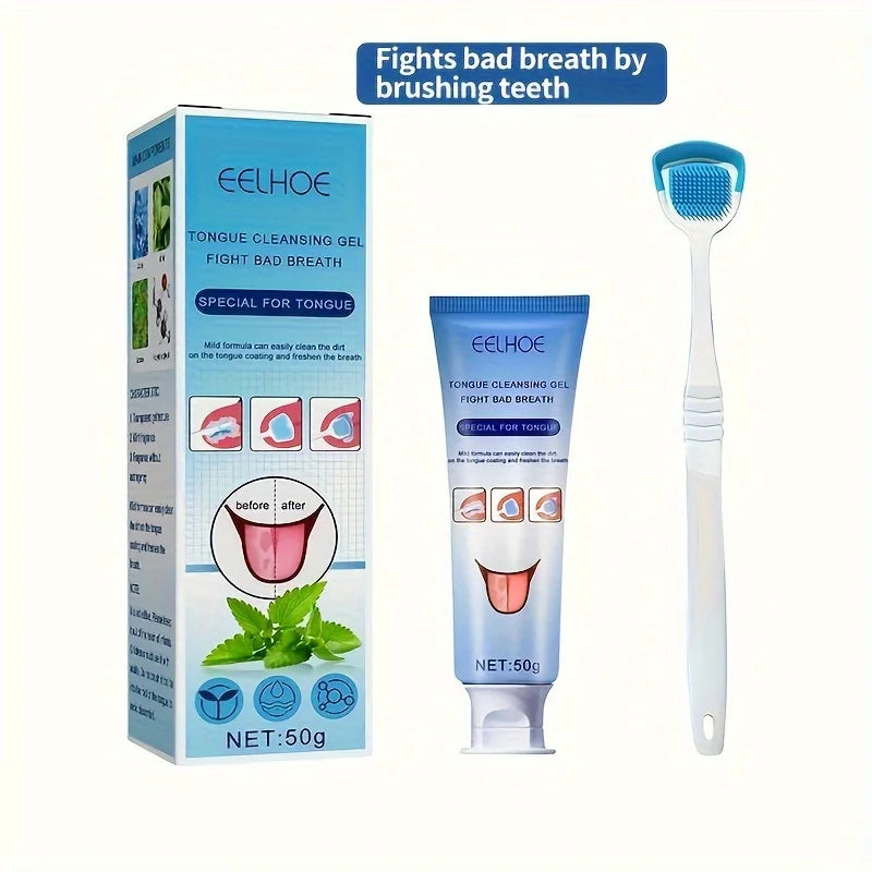 Tongue Cleansing Gel With Brush, Tongue Cleaning, Mouth Care, And Freshen Your Oral Hygiene 50g(1. 76oz)