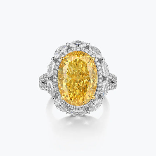 WUIHA Vintage 925 Sterling Silver Sapphire Citrine High Carbon Diamonds Gemstone Wedding Engagement Cocktail Ring Fine Jewelry