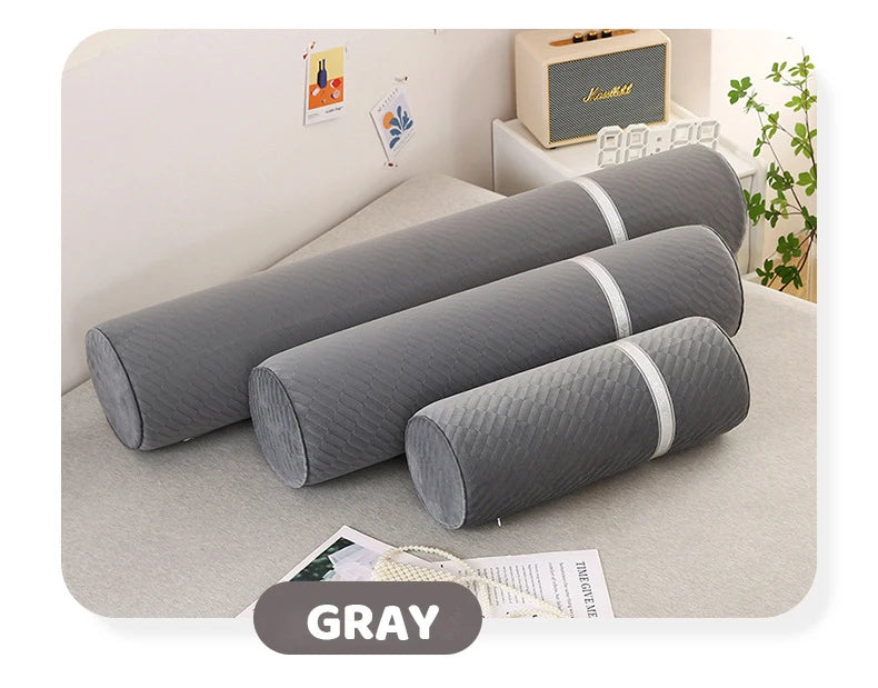 Cervical Neck Roll Memory Foam Pillow Bolster Pillow Round Neck Pillows Support for Sleeping Bolster Pillow for Bed Legs Back