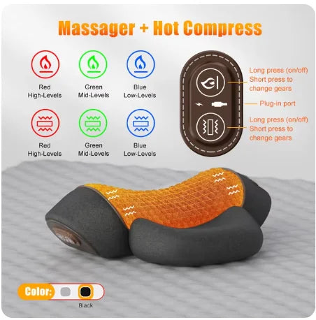 Electric Neck Massager Pillow Cervical Stretcher Heating Vibration Massage Back Traction Orthopedic Sleeping Pillows Support