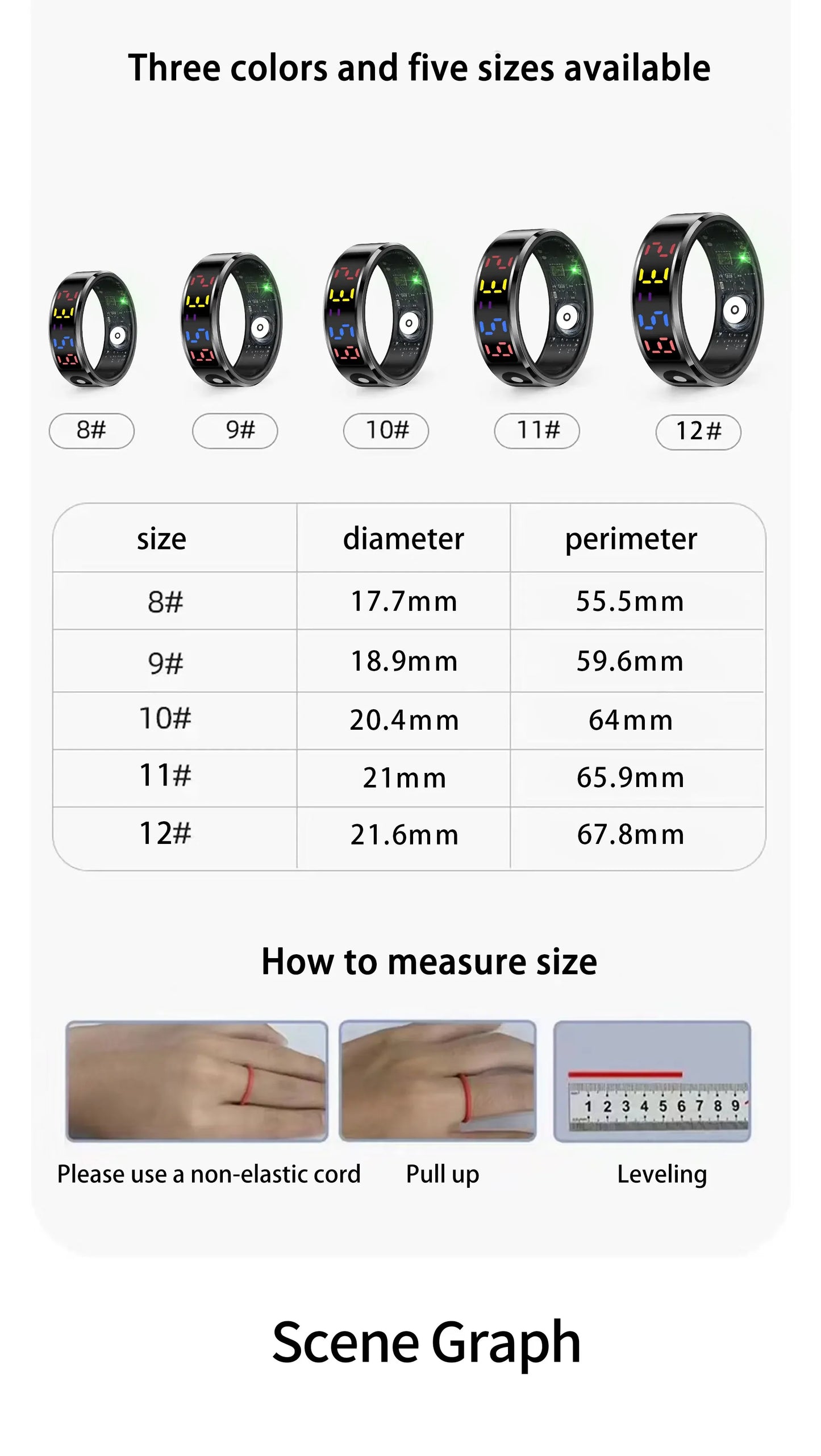 2025 Smart Ring For Men Women Heart Rate Blood Oxygen Health and Sleep Monitor Multi Sport 5ATM Waterproof Ring With LED Display