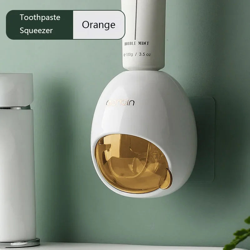 Cartoon Toothpaste Dispenser Automatic Toothpaste Squeezer New Wall-Mount Holder Toothbrush Rack Bathroom Washroom  Accessories