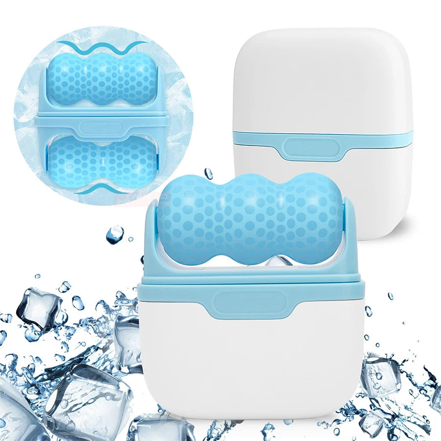Double-headed ice roller, used for facial and head massage, made of resin material, non-electric skin care tool