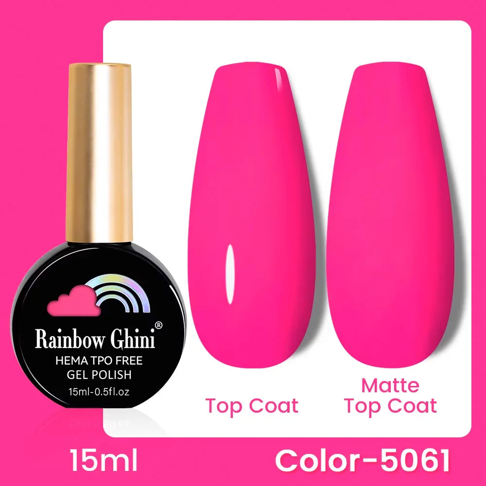 Rainbow Ghini 15ml Glitter Dark Red Gel Nail Polish Semi-Permanent Varnish UV Pale Red Nail Gel Art Supplies for Professionals