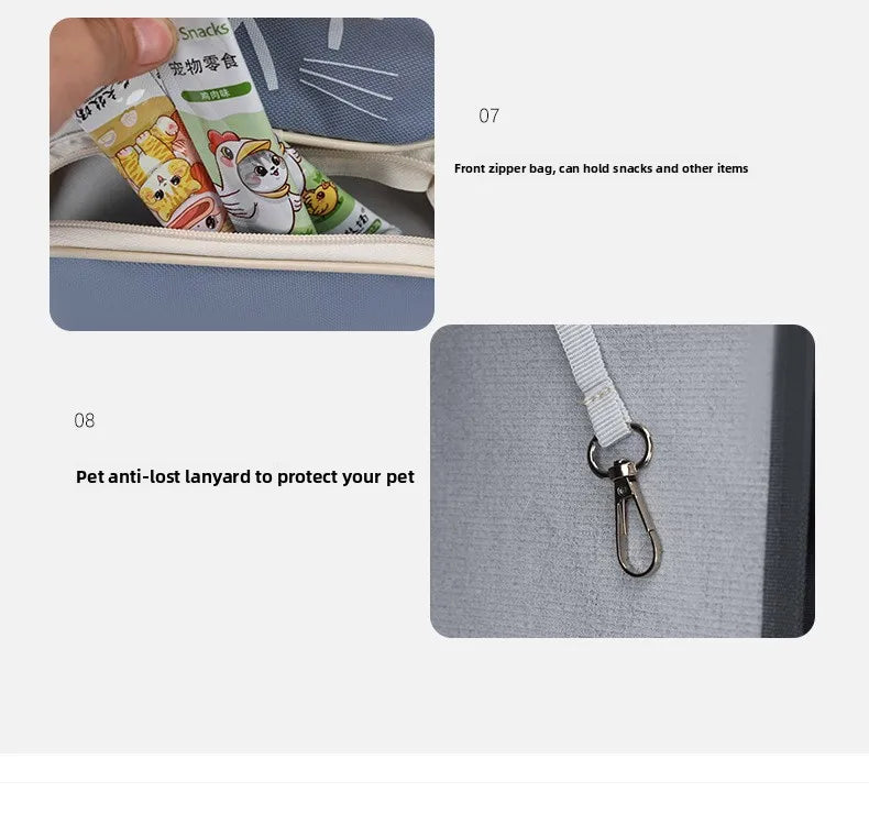 New arrivalpure color large-capacity pet bag outdoor backpack cat bag outing bag portable shoulder crossbody bag cat cage