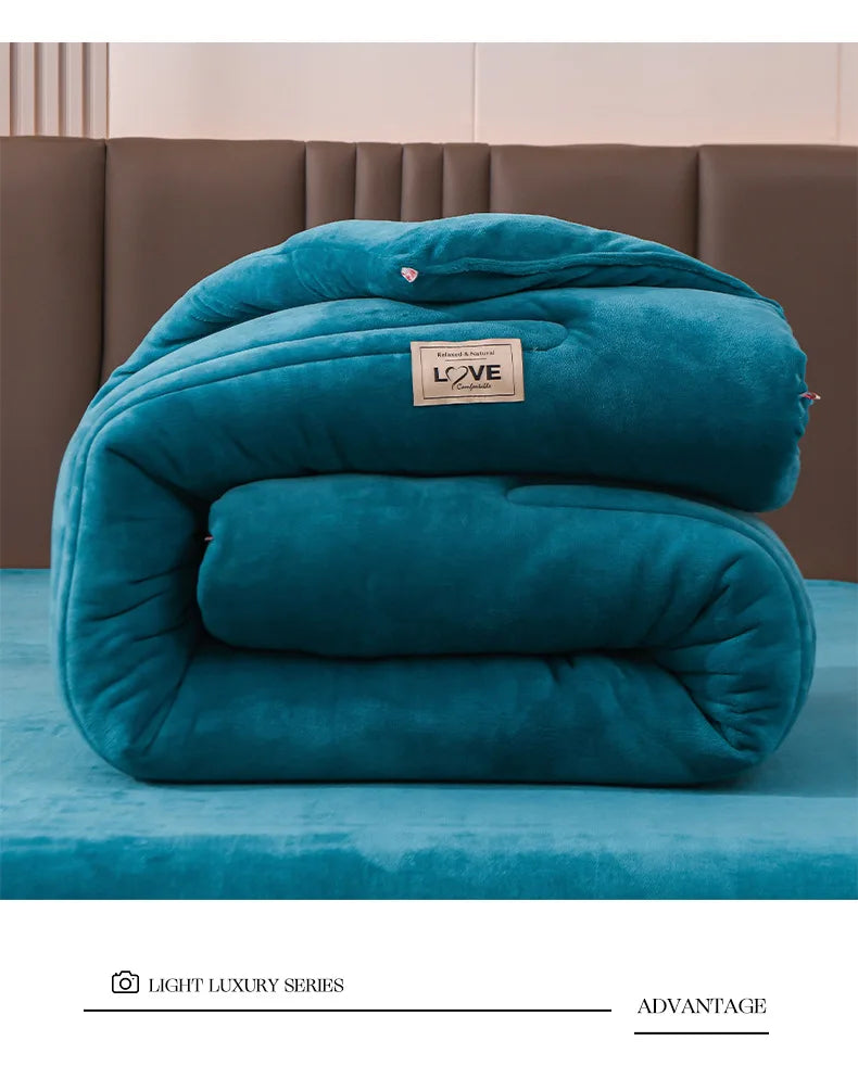 Thicken Lamb Double-faced Velvet Quilt Wool Super Warm Winter Comforter Students Dormitory Luxury Blanket Soft Quilt Duvets