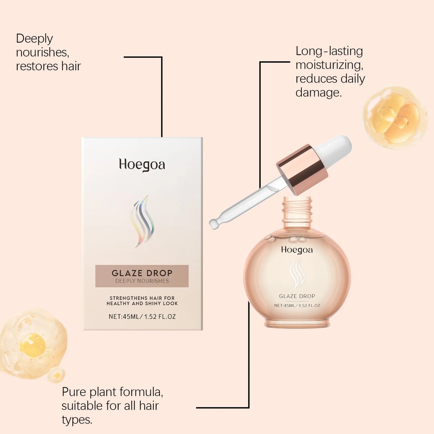 Hydrating Hair Serum for Frizzy Dry Damaged Split Ends Repair Vitamin E Smoothing Adds Shine Coconut Oil Keratin Hair Treatment