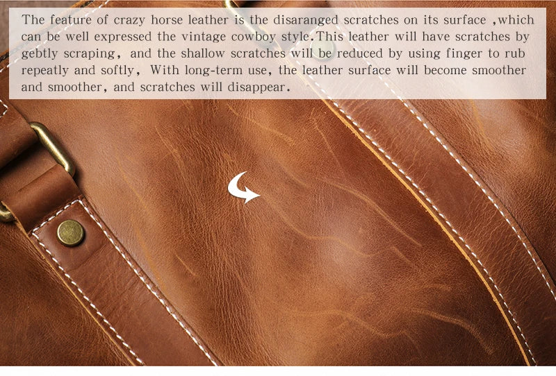 GURO Retro Higher Quality Cowhide Travel Bags  Men's Genuine Leather Handbag Women Luxury Weekend Fitness Bag Short Trip Luggage