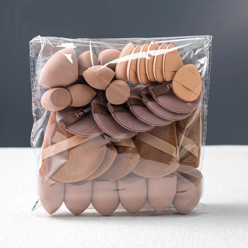 35Pcs Pro Sponge Set-Hydrophilic Latex-Free Blenders for Foundation/Concealer/Contour | Pore-Blurring Travel Kit All Skin Types