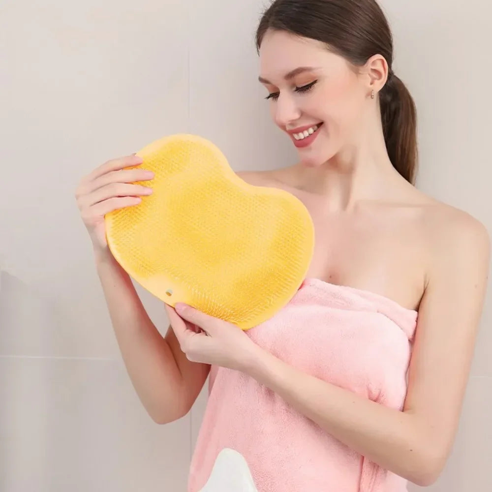 Silicone Rub Back Brush Bathroom Non-slip Wash Foot Pad Massage Shower Mat with Sucker Bath Massage Foot Exfoliating Brush Pad
