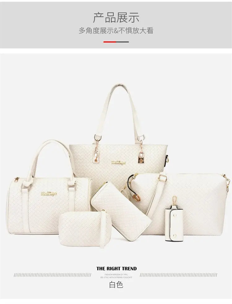Fashionable Urban Simple Large Capacity Mother-Daughter Shoulder Bag Women's Handbag Set Six Pieces Crossbody Handbag