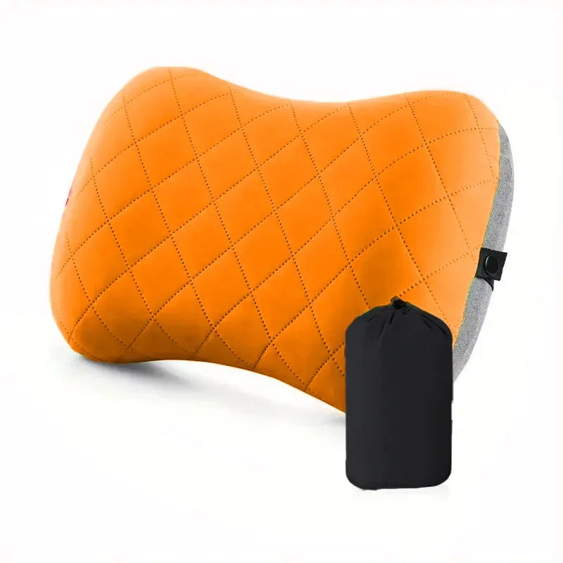 Ultralight Inflatable Camping Travel Pillow with Soft Washable Cover -  Ergonomic Inflating Pillows for Neck & Lumbar Support
