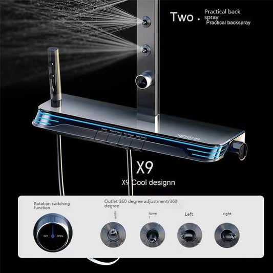 Digital Display Piano Key Waist Spray Shower Set Grey Shower System Set Bathroom Bath Booster Sprayer