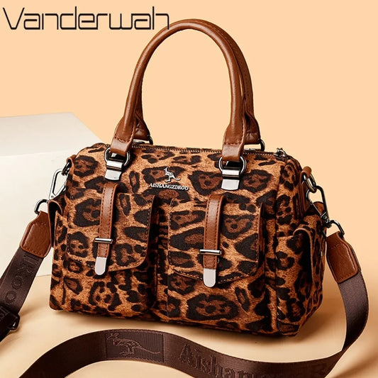 High Capacity Leopard Print Ladies Handbags Versatile Messenger Bags High Quality Luxury Women's Shoulder Bags Ladies'Hand Bags