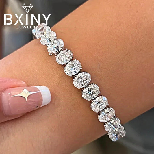 Bracciale Tennis con Moissaniti D Color VVS1 Taglio Ovale
