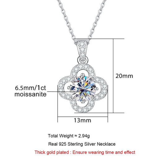 AnuJewel 1 Carat D Color Moissanite Diamond Luxury Pendant  925 Sterling Silver 40+2+3cm Necklace Fine Jewelry Wholesale
