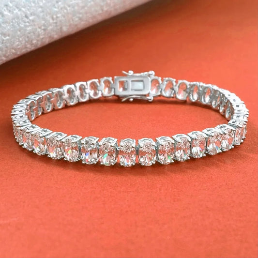 Bracciale Tennis con Moissaniti D Color VVS1 Taglio Ovale