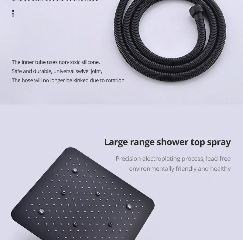 Bathroom 20inch 50x50cm Shower Head Panel Faucet Rain Mist Laterfal Jets Thermostatic Valve Mixer System SPA Massage Set