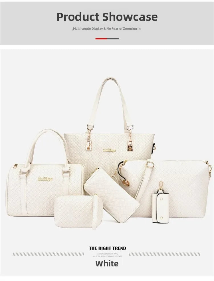 Fashionable Urban Simple Large Capacity Mother-Daughter Shoulder Bag Women's Handbag Set Six Pieces Crossbody Handbag