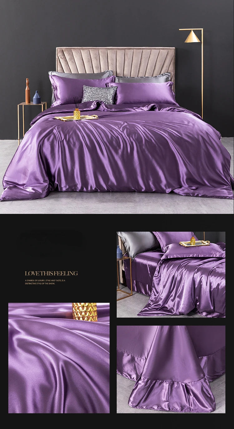 100% Pure Silk Bedding Sets High End Quilt Bed Cover Set Duvet Cover Bedsheet Pillowcases 4pcs Natural Luxury Bedcloth Sets