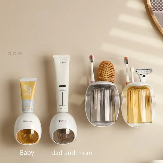 Cartoon Toothpaste Dispenser Automatic Toothpaste Squeezer New Wall-Mount Holder Toothbrush Rack Bathroom Washroom  Accessories