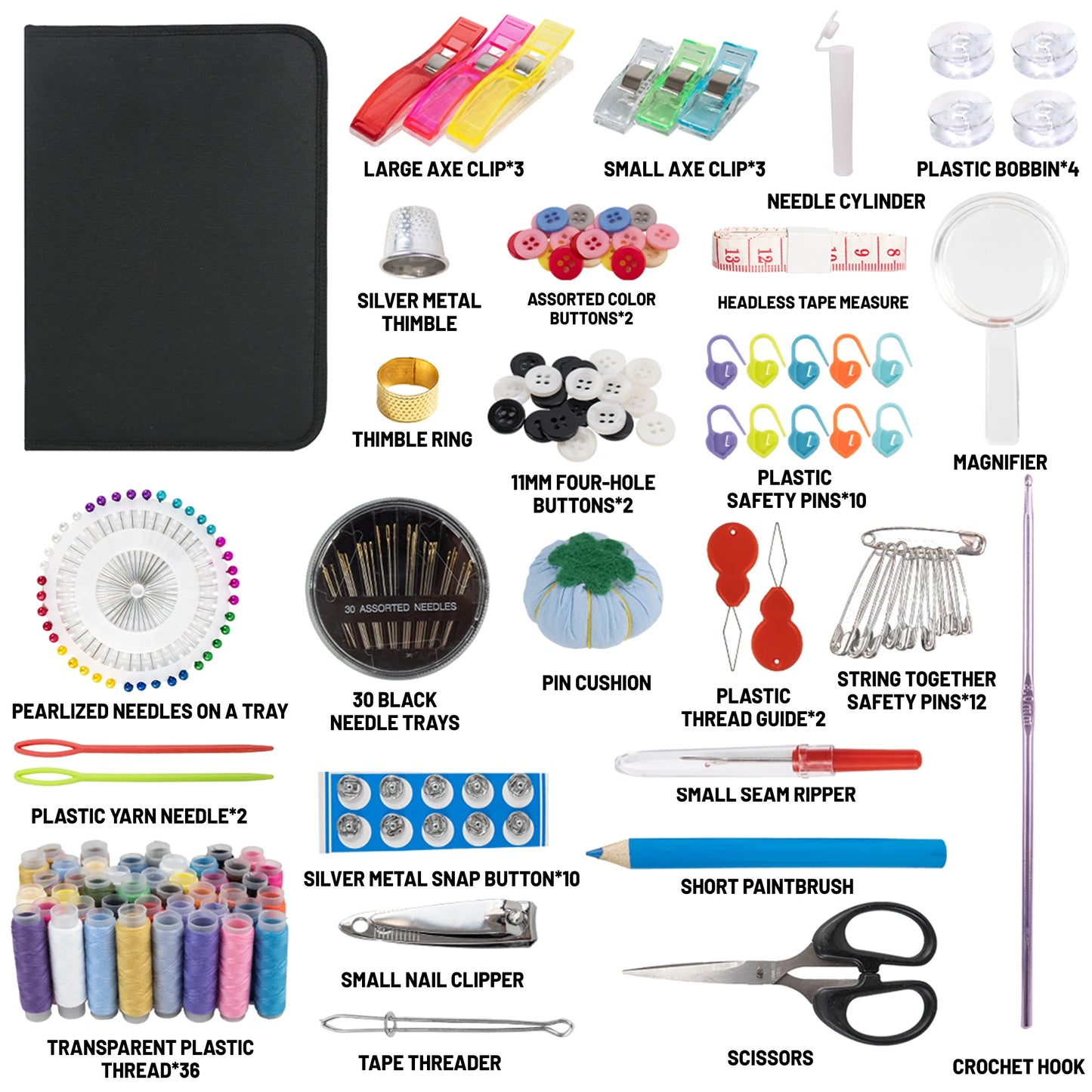 Professional Complete Sewing Kit with Threads Needles Scissors Tape Measure Buttons Portable Travel Sewing Case for DIY Repairs