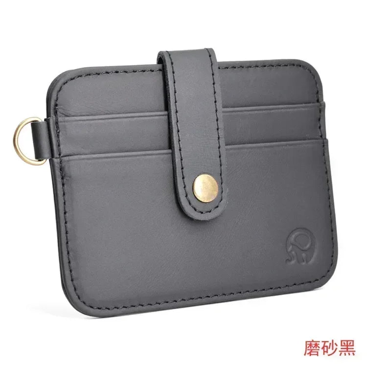 100% Cowhide Leather Credit Card Holder Women Men Mini Slim  Small Coin Purse Bank ID Card Case Package Pouch Card Holder