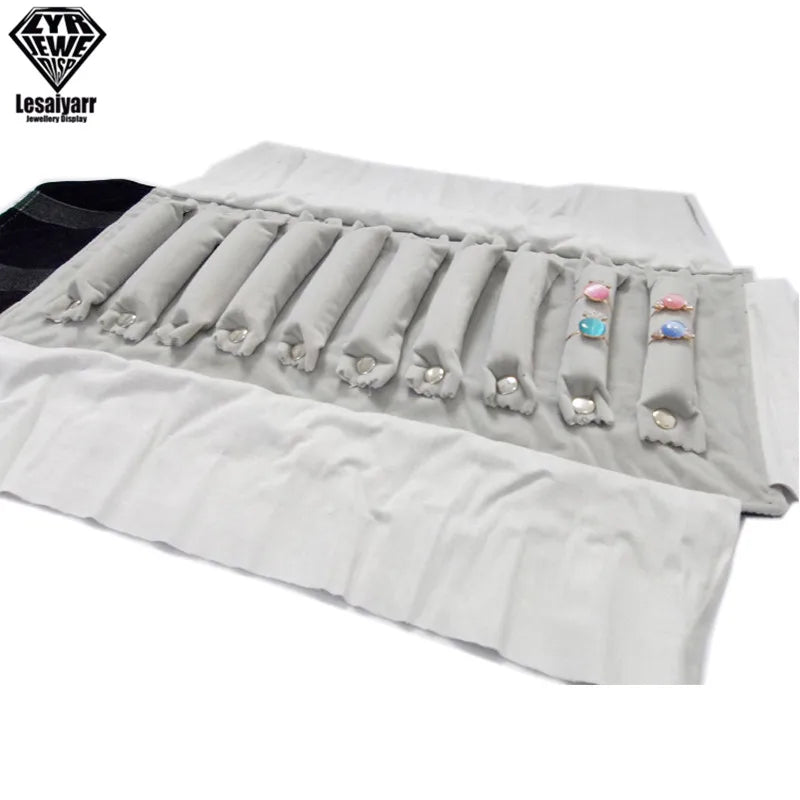 Jewelry Roll Up Bag Organizer Soft Velvet Travel Bags Necklace Earrings Ring Bracelet Carrier Storage Case Bangle Watch Holder