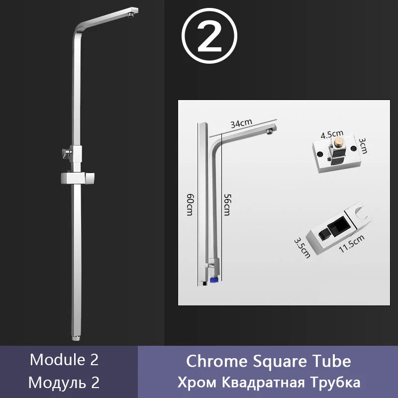 DIY Shower Set Bathroom Shower System Wall Mounted Bathtub Shower Faucet Gray Black Golden White Digital LED Temperature Shower