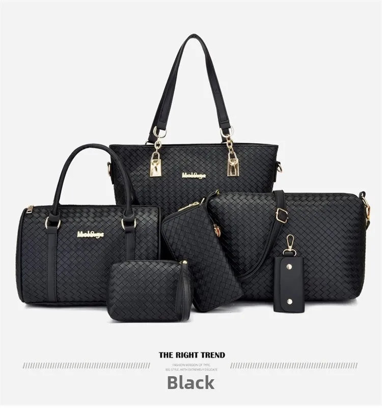 Fashionable Urban Simple Large Capacity Mother-Daughter Shoulder Bag Women's Handbag Set Six Pieces Crossbody Handbag