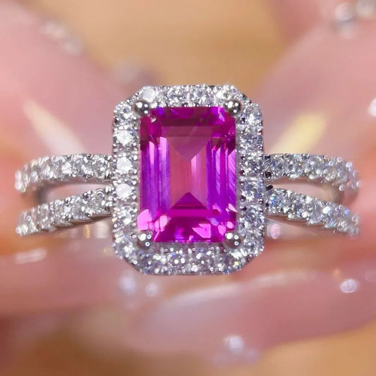 WUIHA Vintage 100% 925 Sterling Silver 1.02 CT Lab Sapphire High Carbon Diamonds Gemstone Wedding Engagement Ring Fine Jewelry