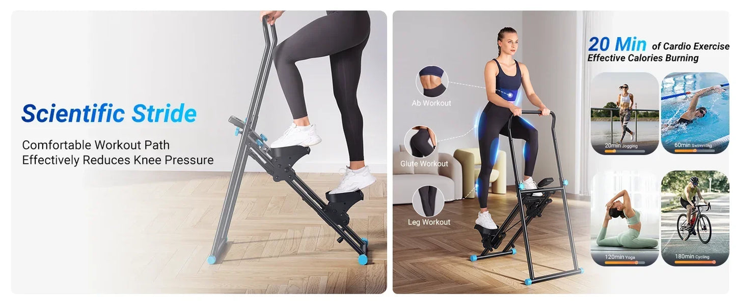 Compact Folding Cardio Stepper Stair Stepper for Home Gym Exercise, New Version Vertical Climber Machine Full - Body Workout