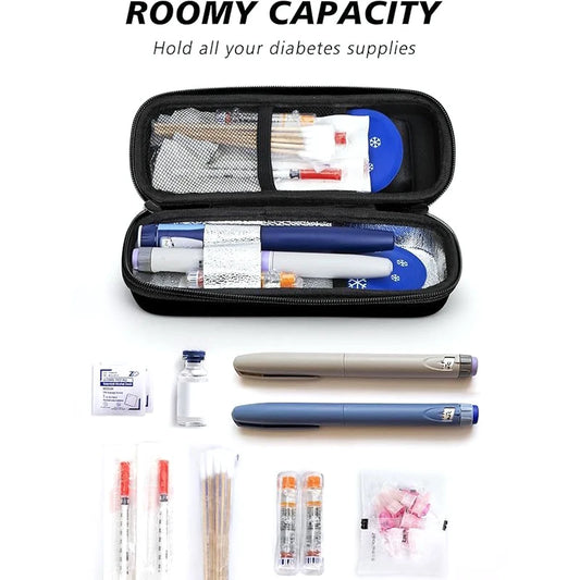"Insulated Medicine Organizer Bag with Thermometer for Diabetics; Waterproof, Portable, and Reusable Insulin Travel Case