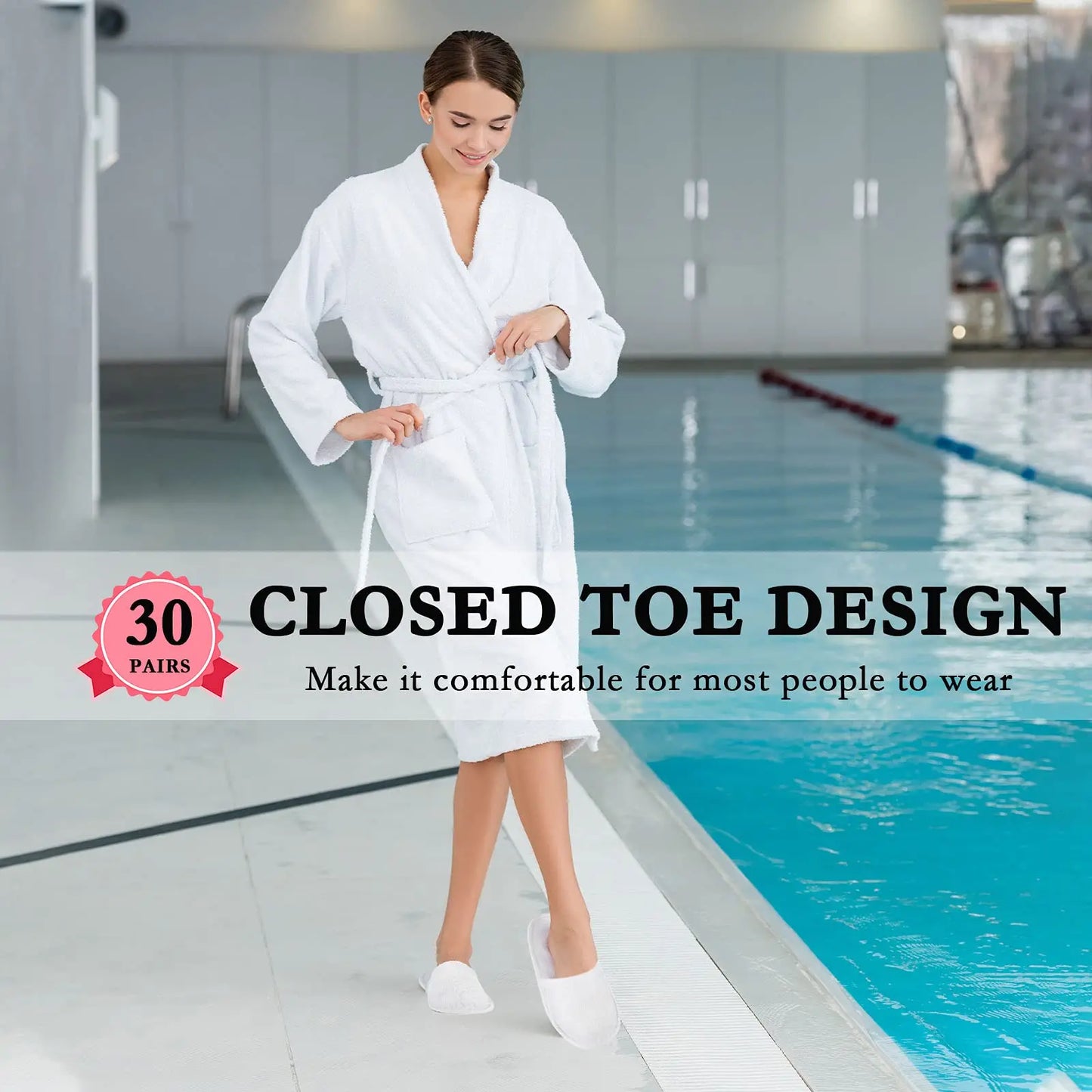 20Pairs Of High-Quality Closed Toe Disposable Plush Non Slip Bathroom Slippers Suitable For Families,Hotels, SPA ,Travel