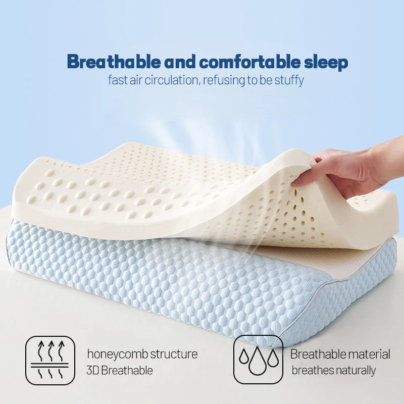 Natural Latex Pillow with Organic Cotton Cover Memory Adult Cervical Pillow Bed Pillow for Sleeping Neck Pain Relief Help