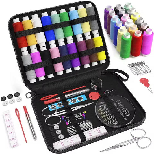 Professional Complete Sewing Kit with Threads Needles Scissors Tape Measure Buttons Portable Travel Sewing Case for DIY Repairs
