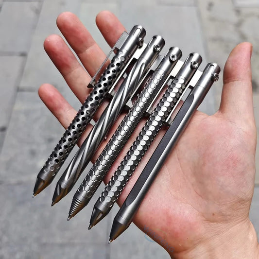 Bolt Action Titanium Alloy Tactical Pen Business Signature Pen Student Stationery Emergency Glass Breaker Self Defense Supplies