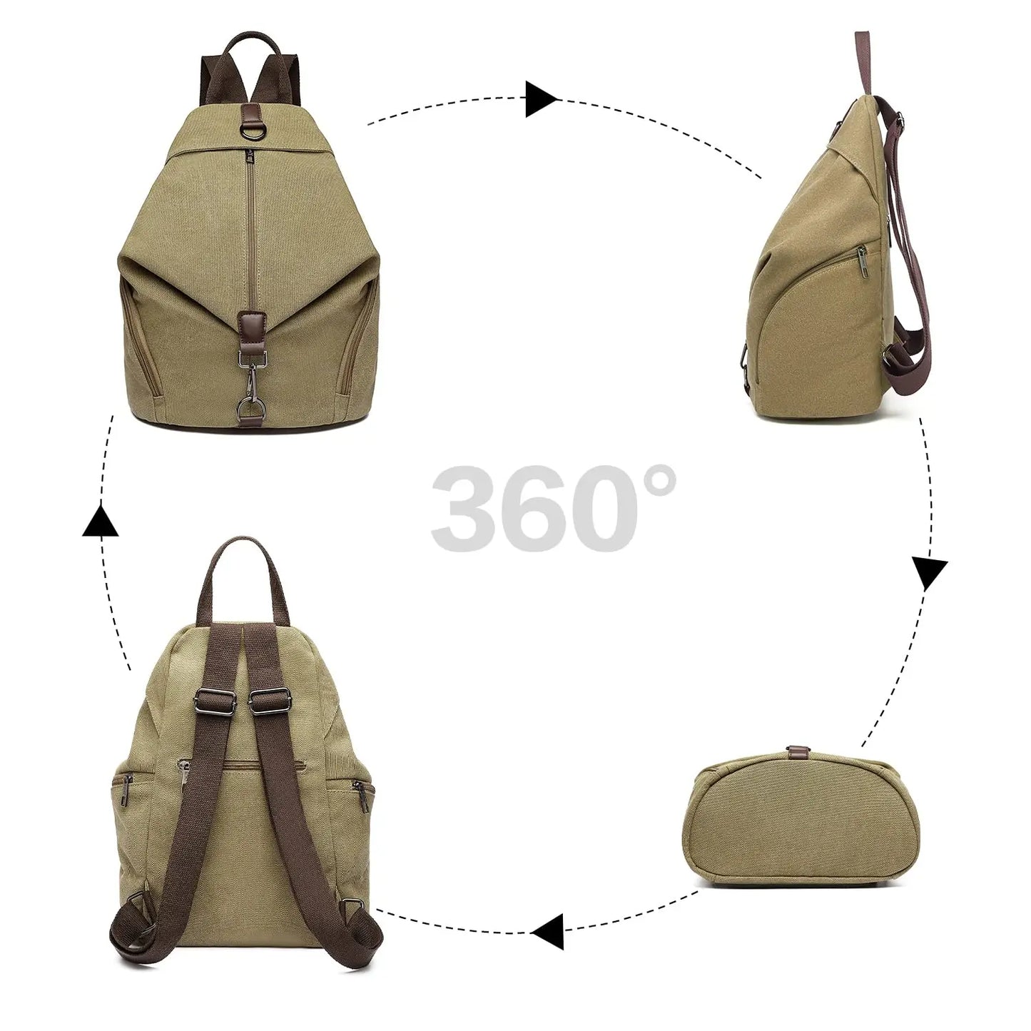 KONO Canvas Backpack WOMEN'S Vintage Daypack shoulder bag Large Shoulder Backpack travel bag for Travel Outdoor & School