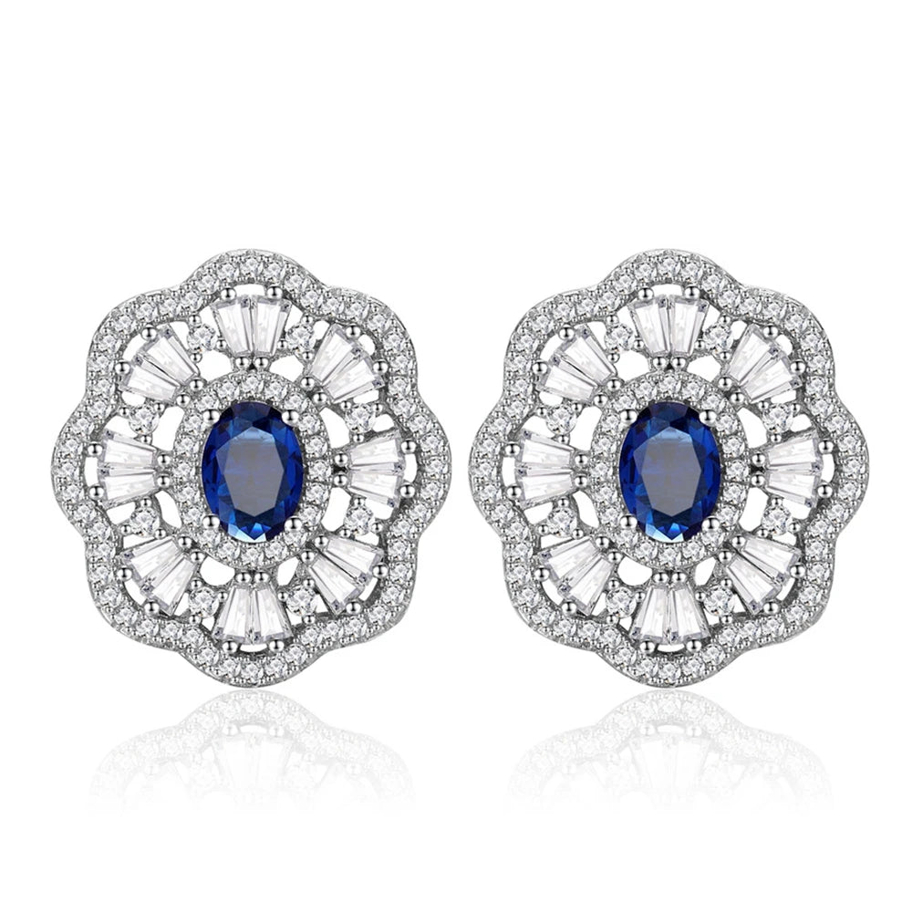 Vinregem 5*7MM Oval Cut Sapphire High Carbon Diamond Gems Romantic Ear Studs Earrings 925 Sterling Silver Fine Jewelry Wholesale