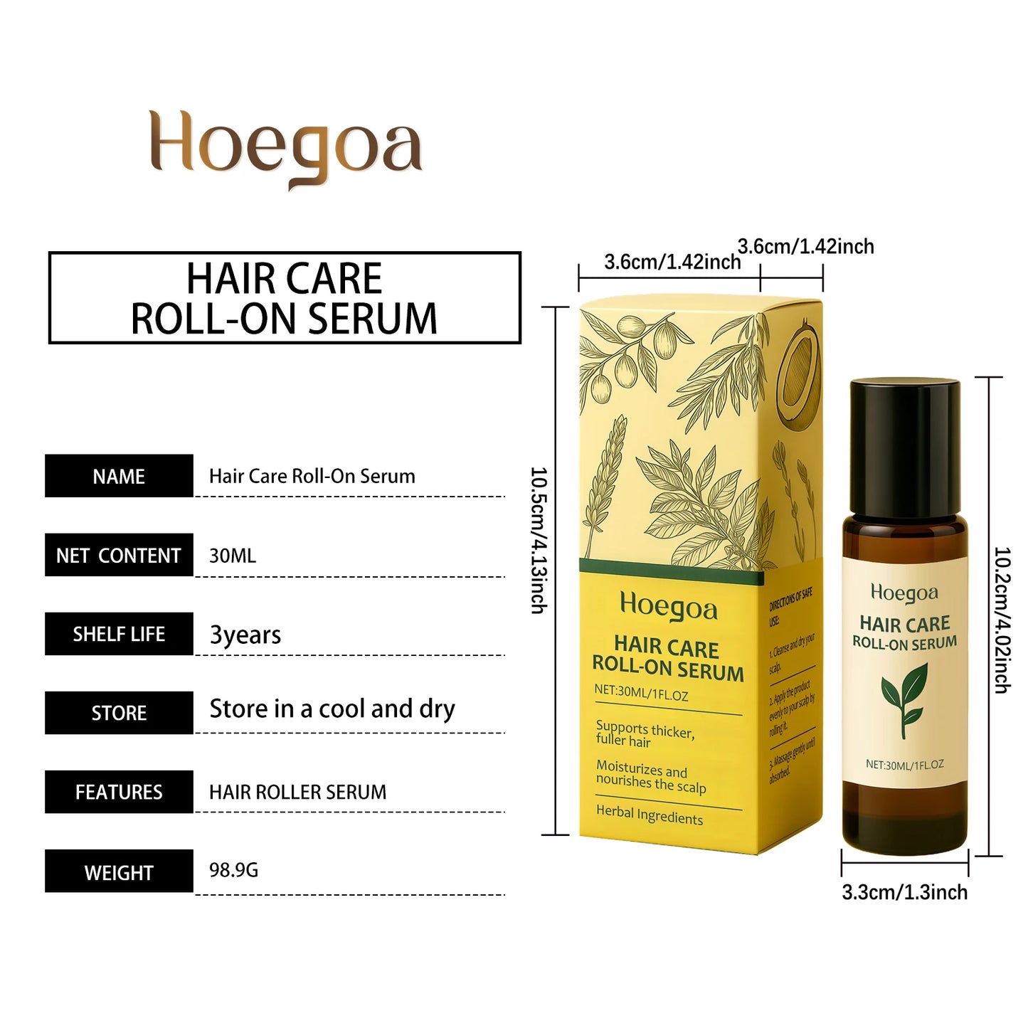 Ginger Hair G-rowth Roll-On Serum Essential Oil Repair Damaged Prevent Hair Loss Soften Hair Strengthen Hair Roots Hair ScalpOil