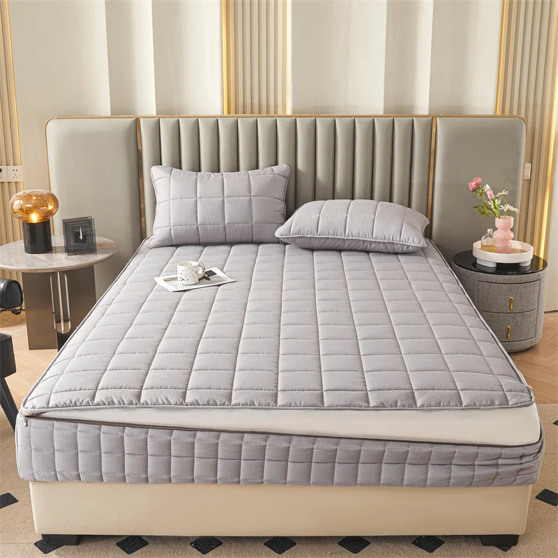 Six Sides All Inclusive Mattress Cover with Zipper Thicken Fitted Sheet Quilted Mattress Protector Pad Couple Customized Size
