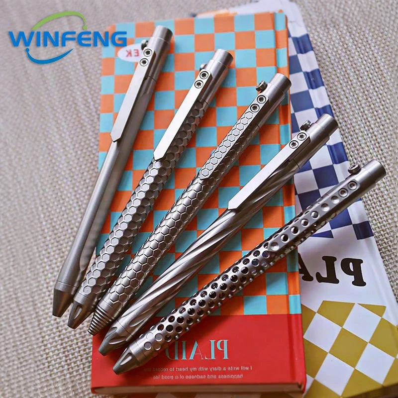 Bolt Action Titanium Alloy Tactical Pen Business Signature Pen Student Stationery Emergency Glass Breaker Self Defense Supplies
