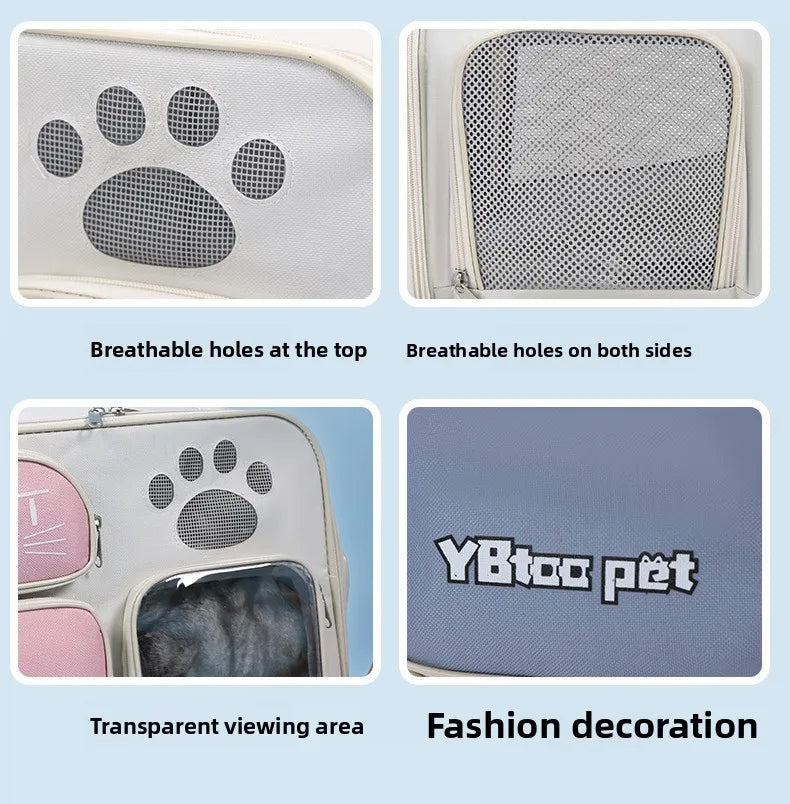 New arrivalpure color large-capacity pet bag outdoor backpack cat bag outing bag portable shoulder crossbody bag cat cage