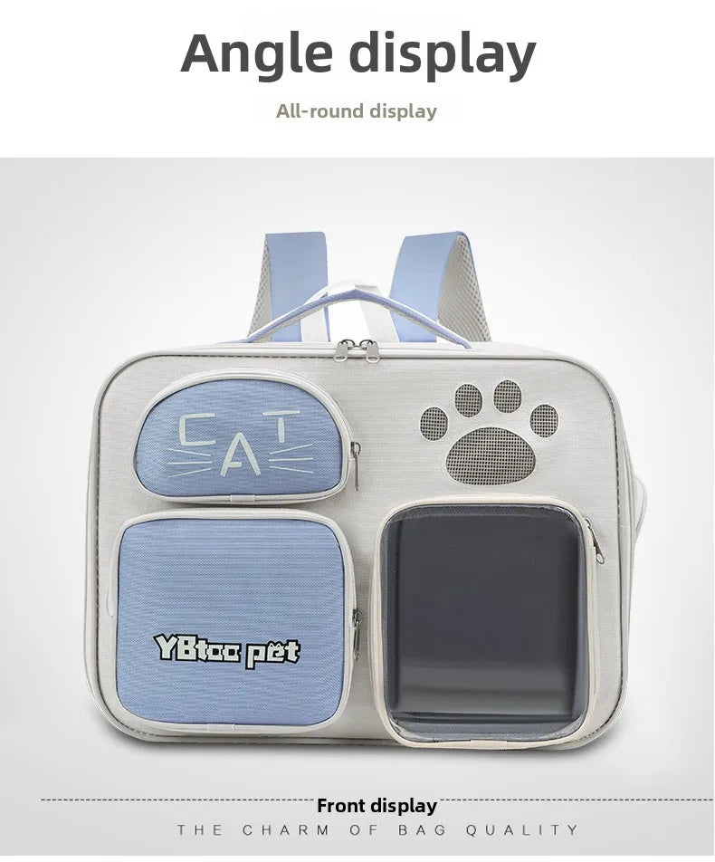 New arrivalpure color large-capacity pet bag outdoor backpack cat bag outing bag portable shoulder crossbody bag cat cage