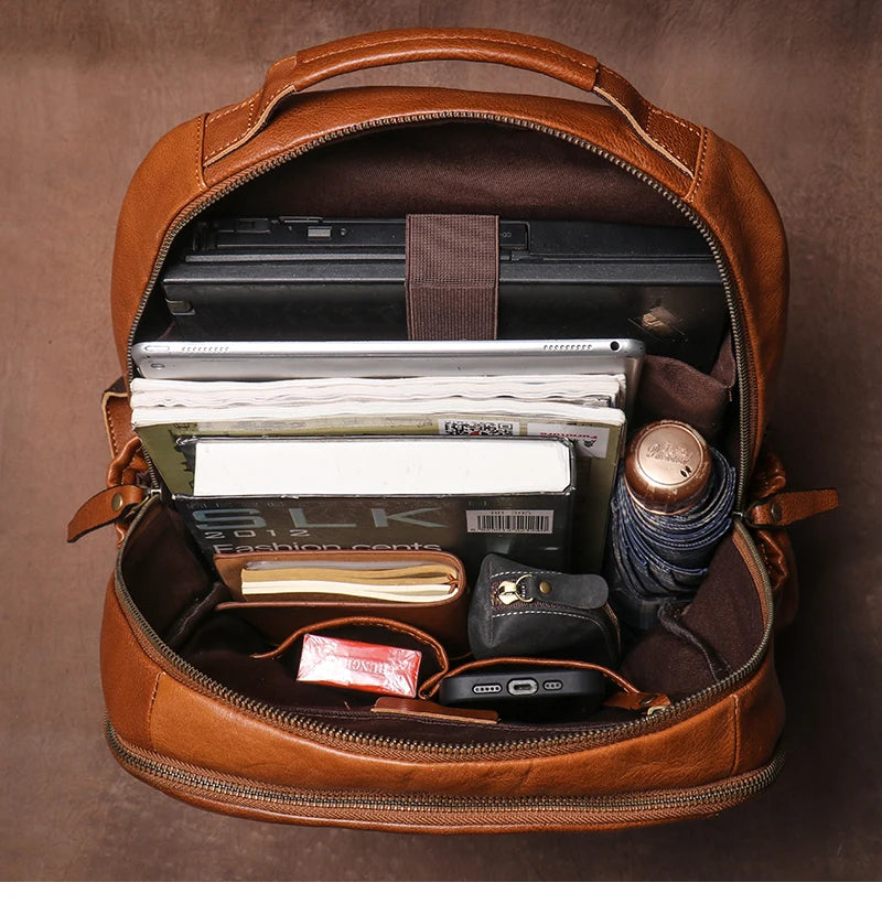 GURO High Quality Genuine Leather Backpack Men Large Capacity Business Travel bag Luxury Student School Bag Laptop Computer Pack