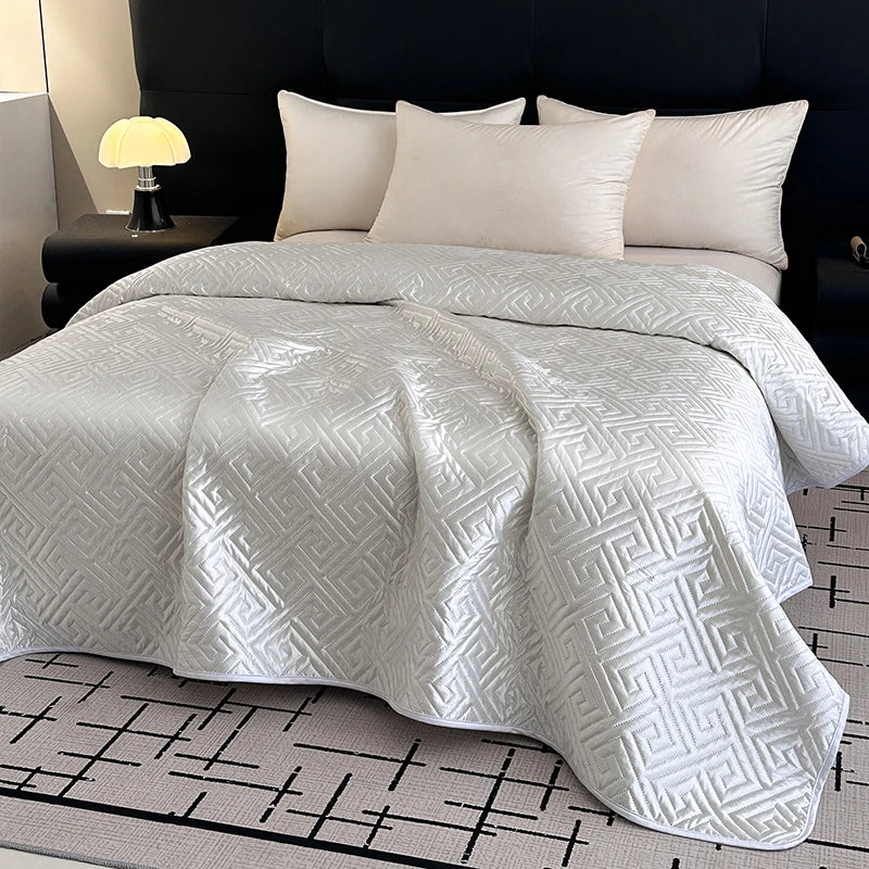 1Pcs Satin Quilted Bedspread, Black Twin Full Queen King Size Ice Silk Mattress Cover, Bed Cover, Coverlet, Bed Sheets