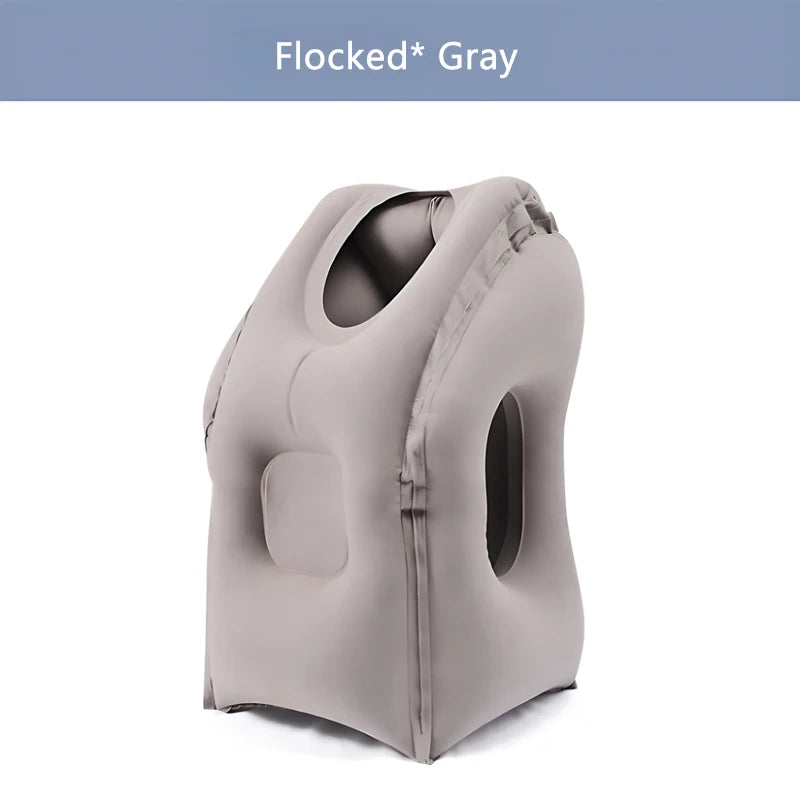Pattern Inflatable Travel Pillow Portable Chin Support Neck Pillow for Airplane Car Bus Train Office Nap Rest Support Pillow