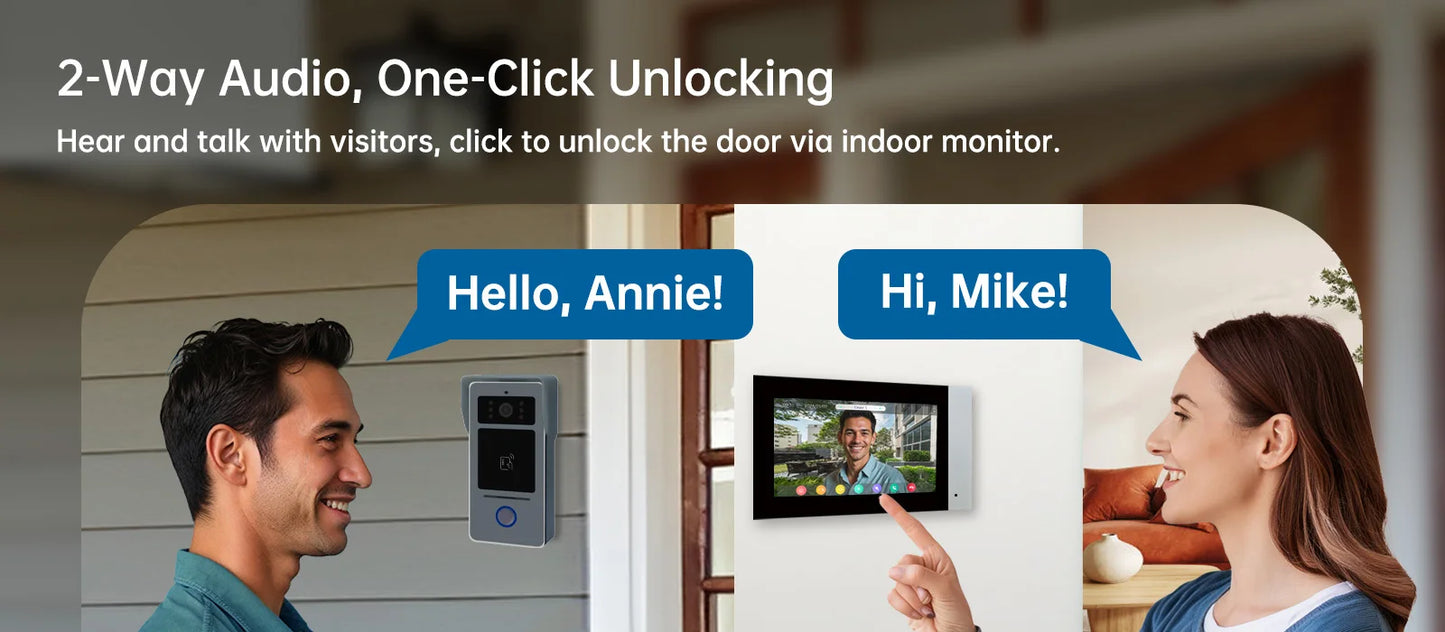 AN 2-Wire 7" Touch Screen Video Intercom Videocitofono WiFi Camera Doorbell Night Vision 1080P RFID Unlock Tuya Smart Home D41