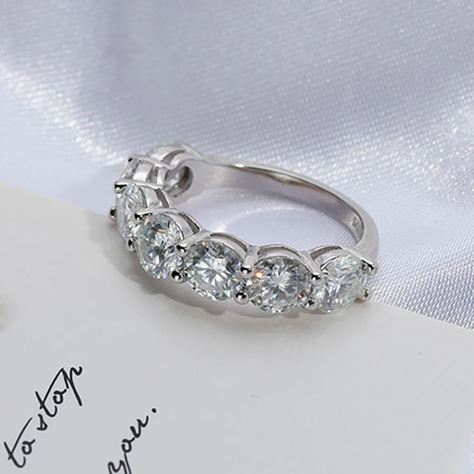 7cttw All Moissanite Ring for Women 7 Stone 925 Sterling Silver Sparkling Engagement Wedding Band Rings Fine Jewelry Certified
